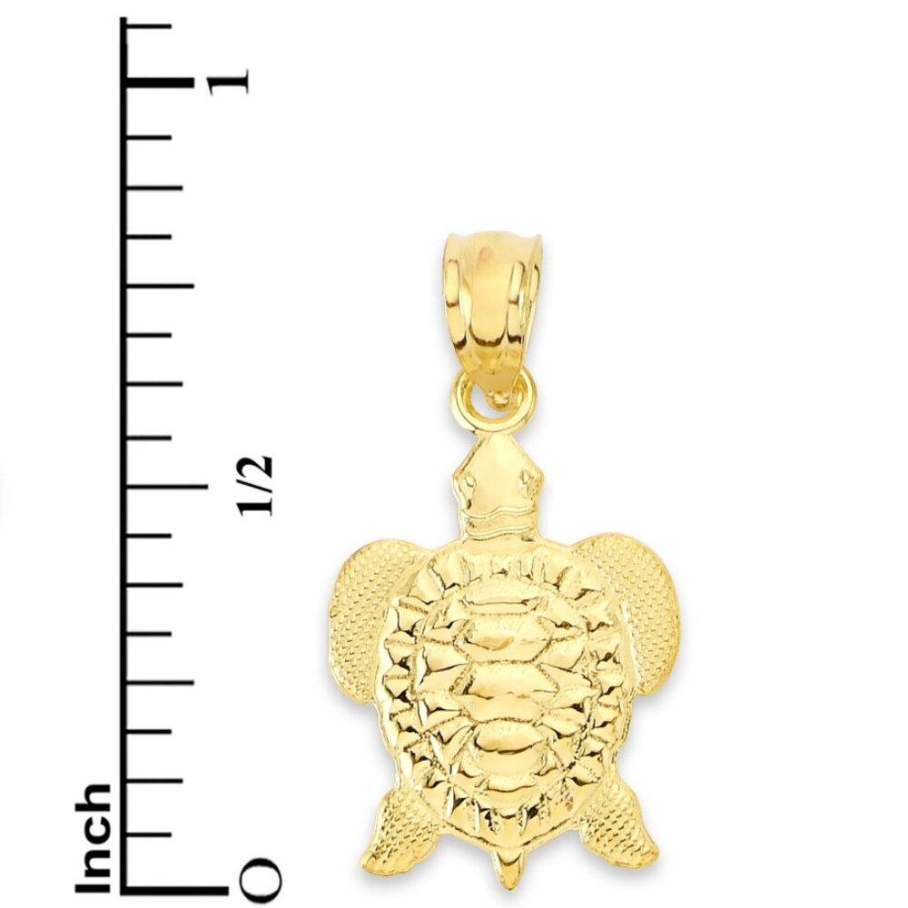 Solid 14k Gold Turtle Pendant - image 3